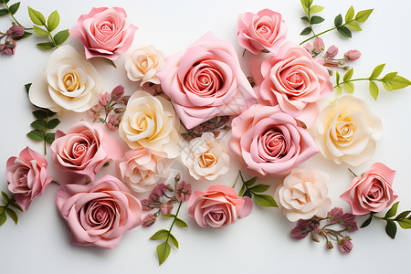 白色浪漫的玫瑰花束背景图片