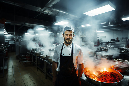 五星级餐厅的厨师背景图片