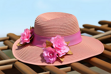 帽子和花朵花园里的粉色花帽背景