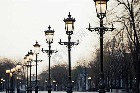 街道上的古董街灯背景图片