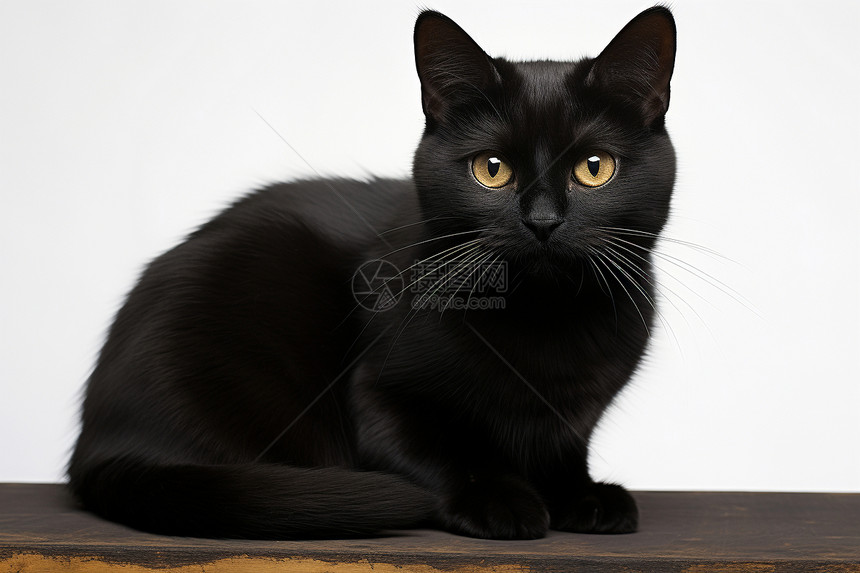 黑色皮毛的宠物猫咪图片