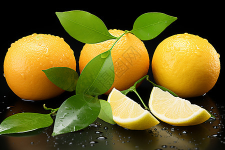 新鲜采摘的柑橘背景图片