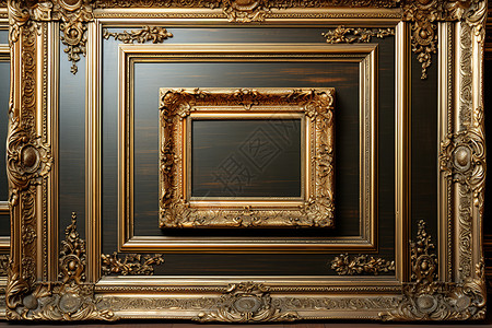 古朴典雅的金色相框背景图片