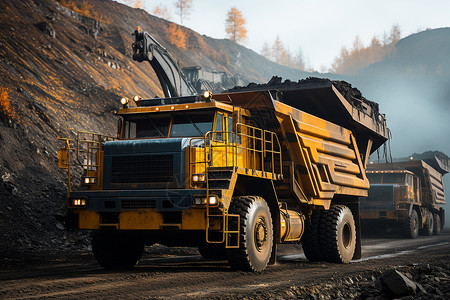 煤矿车工业环境下的煤矿卡车背景