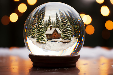 玻璃球中的房子背景图片