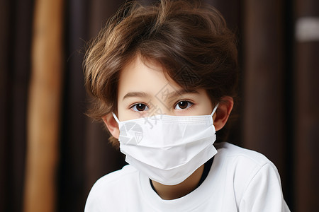 防护病毒的小男孩背景图片