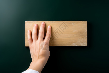 一只手按在木板上背景图片