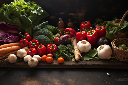 丰收的蔬菜食物新鲜高清图片素材