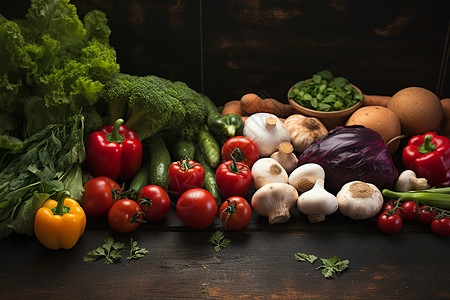 丰收的健康蔬菜食材高清图片素材