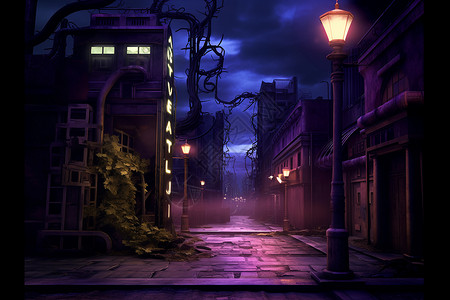夜幕下的暗巷高清图片
