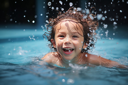 快乐游泳的孩子背景图片