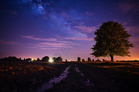 星星光芒夜空下的奇异景象背景