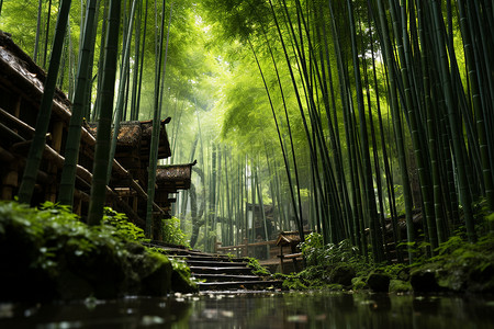 竹林小径背景图片