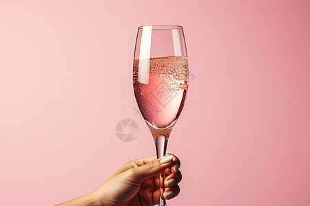 粉色香槟杯的庆祝时刻高清图片