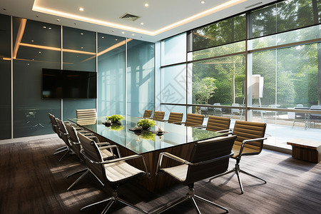 家具企业会议室里的豪桌椅背景