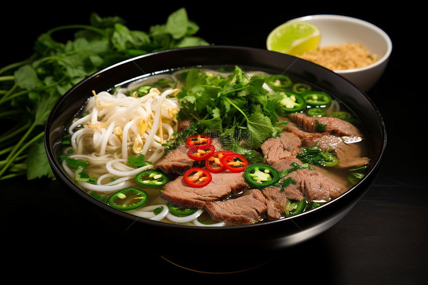 美味的越南牛肉河粉图片