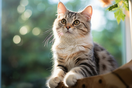 霸气虎窗前俯视的猫咪背景