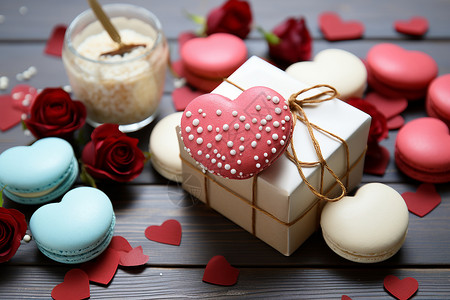 甜蜜美食浪漫的点心礼盒背景
