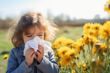 宝宝打喷嚏花粉过敏的女孩背景