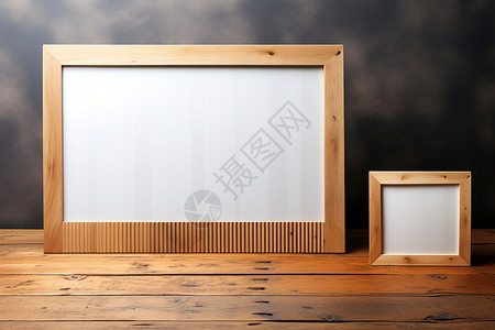 桌面上简约的木质框架背景图片
