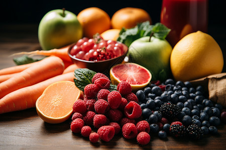 新鲜健康的水果背景图片