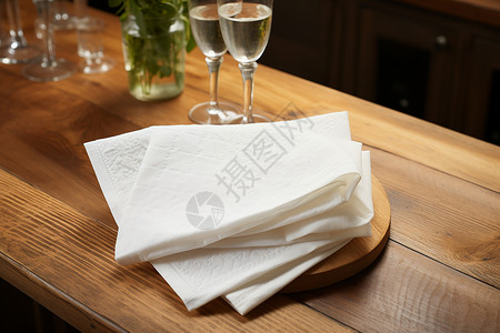 折叠的毛巾桌上的白纸背景