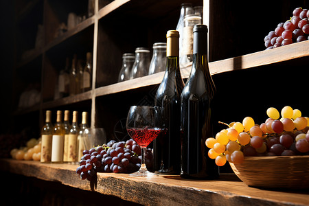 美味红酒与葡萄背景图片