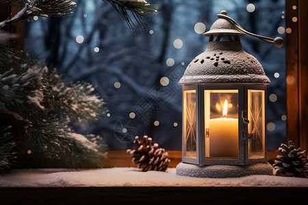 节日装饰蜡烛冬天节日的灯光背景