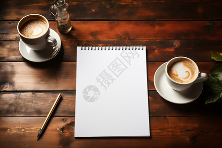 咖啡与便签本背景图片