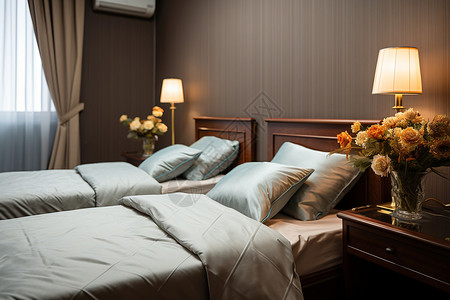 宾馆壁挂装饰休息的舒适大床背景
