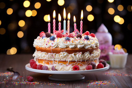 美味的蜡烛蛋糕背景图片