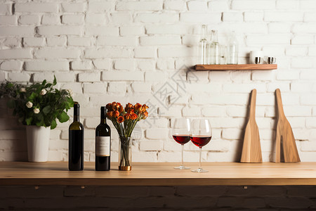 红酒杯素材餐桌上的红酒背景