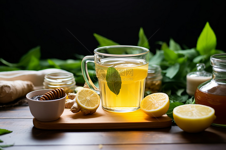 清新健康的柠檬蜜茶图片