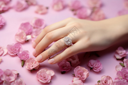 浪漫的钻石订婚戒指背景图片