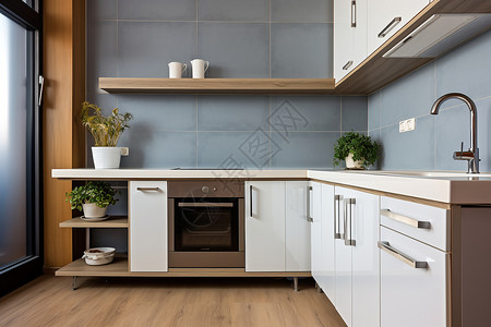 现代风格的豪华厨房背景图片