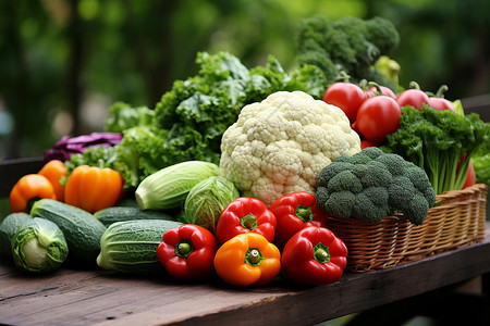 桌上的蔬菜健康高清图片素材