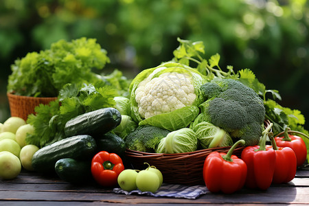 收获健康丰收的新鲜蔬菜背景