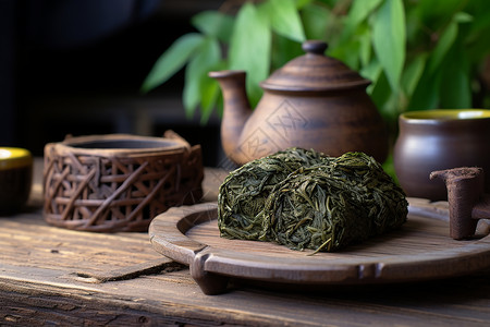 品质雅致的绿茶时光背景图片