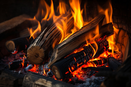 燃烧中的木头背景图片