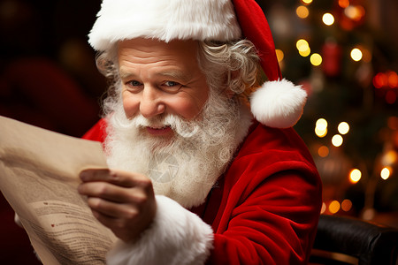 圣诞老人阅读报纸背景图片