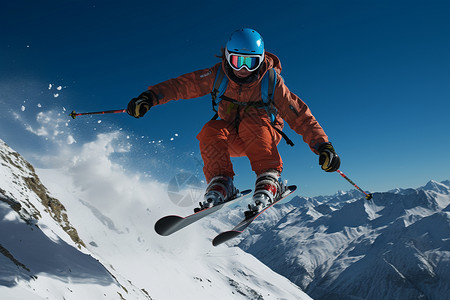 帅气的滑雪姿势背景图片