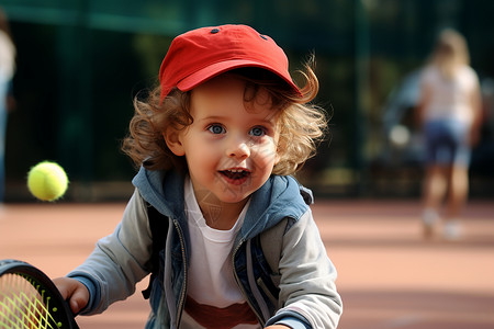 快乐的网球小子背景图片