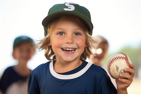 拿着棒球的男孩背景图片