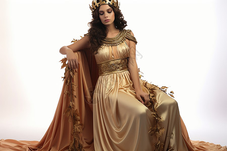 一位女神穿着金色长袍背景图片