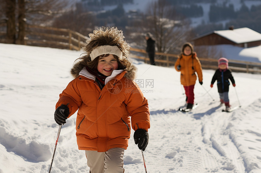 家人共享滑雪时光图片