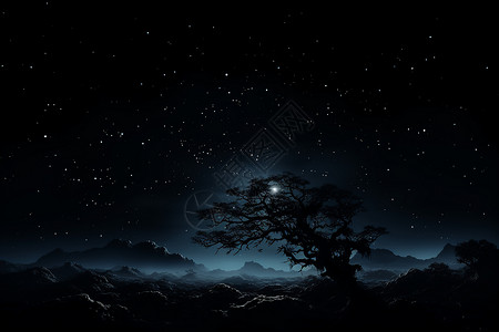 山脉上空的星空背景图片