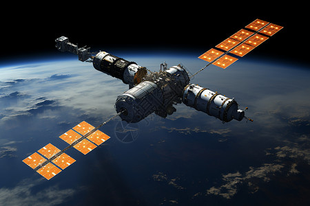 太空中的科技飞船背景图片