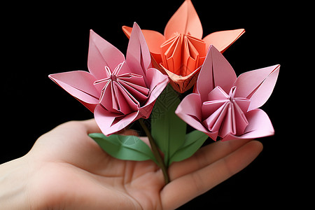 三朵折纸花背景图片