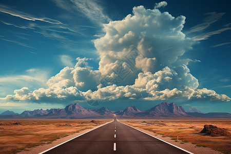 蓝天云海下的道路背景图片