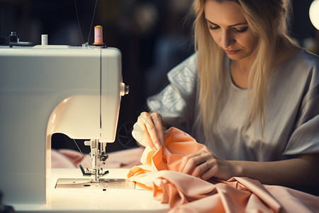 服装设计师使用缝纫机背景图片